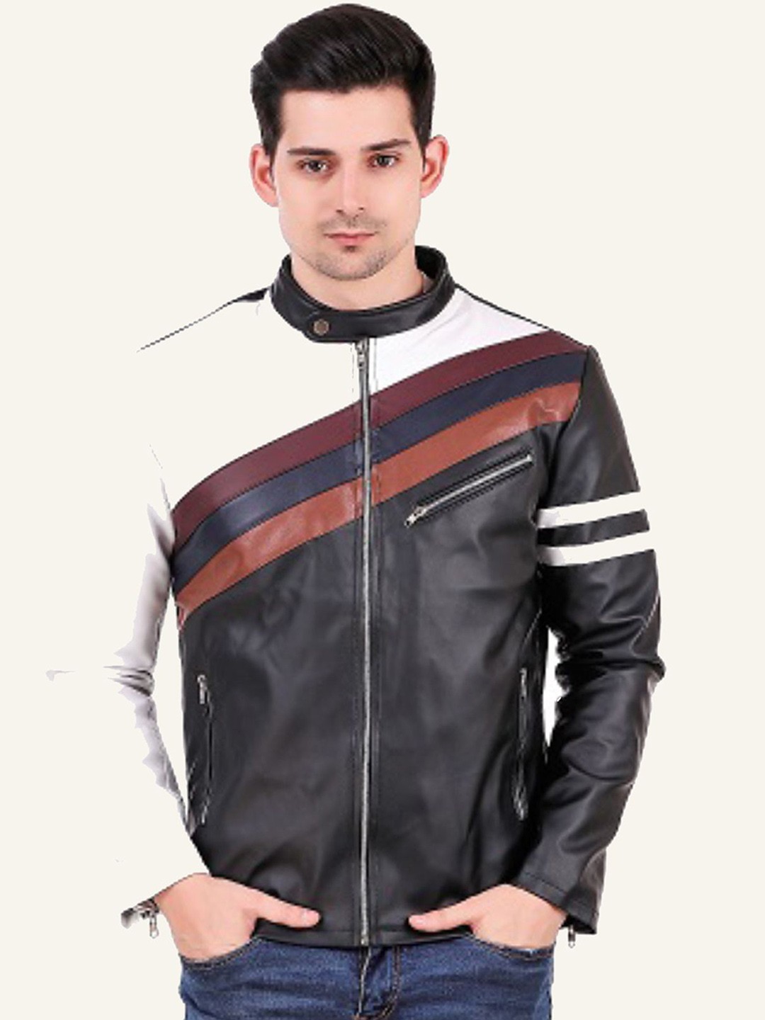 

Leather Retail Men Biker Jacket, Black