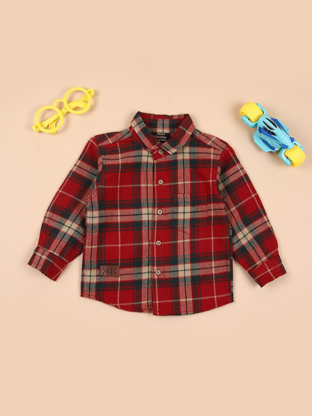 

V-Mart Boys Opaque Checked Casual Shirt, Red
