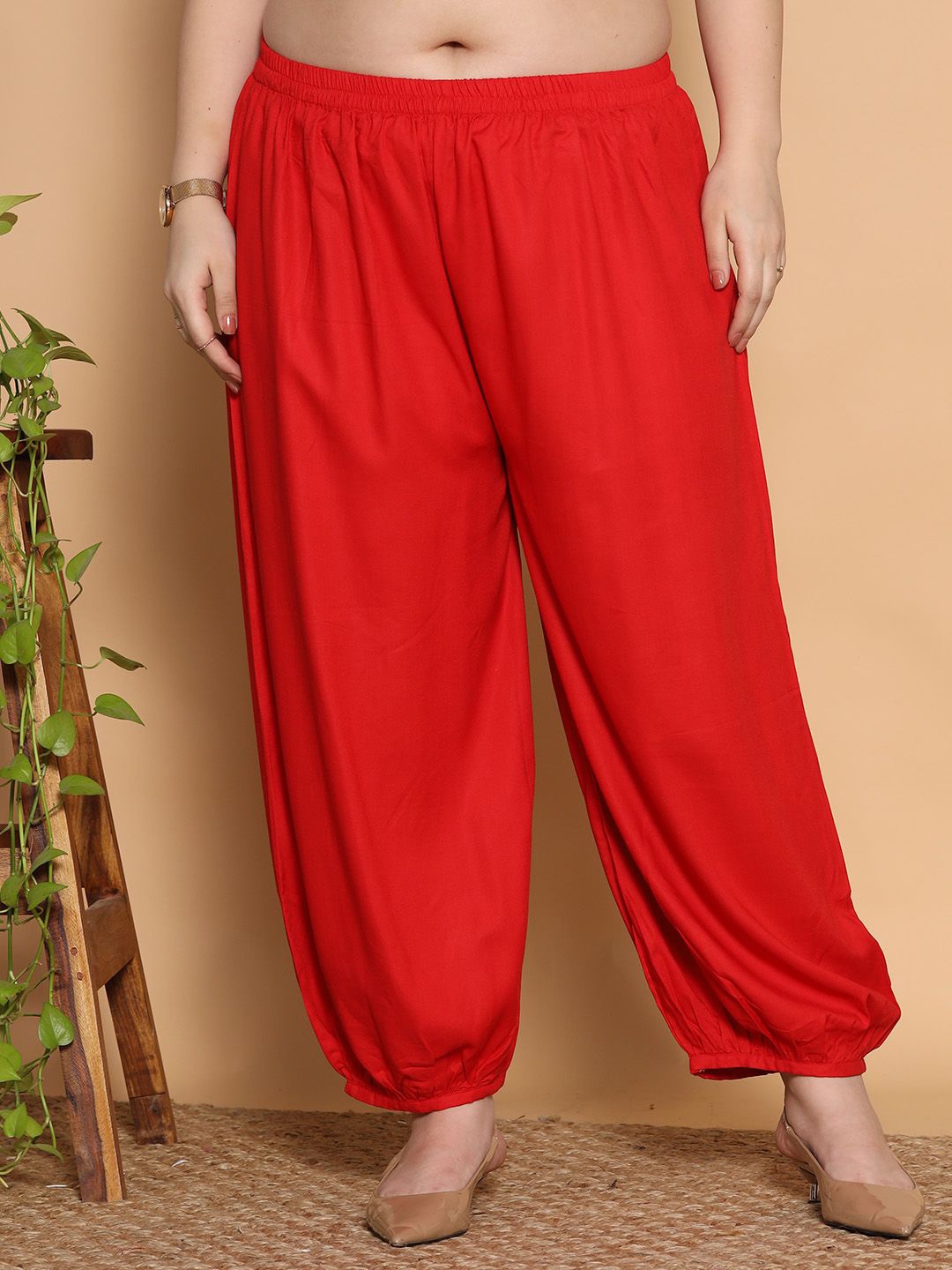 

LetsDressUp Women Loose Fit Viscose Rayon Salwar, Red