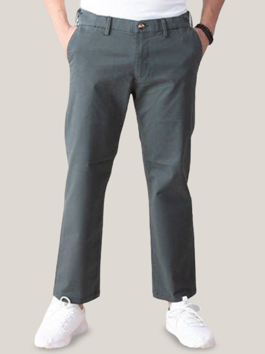 

Minus One Men Cotton Chinos Trousers, Grey