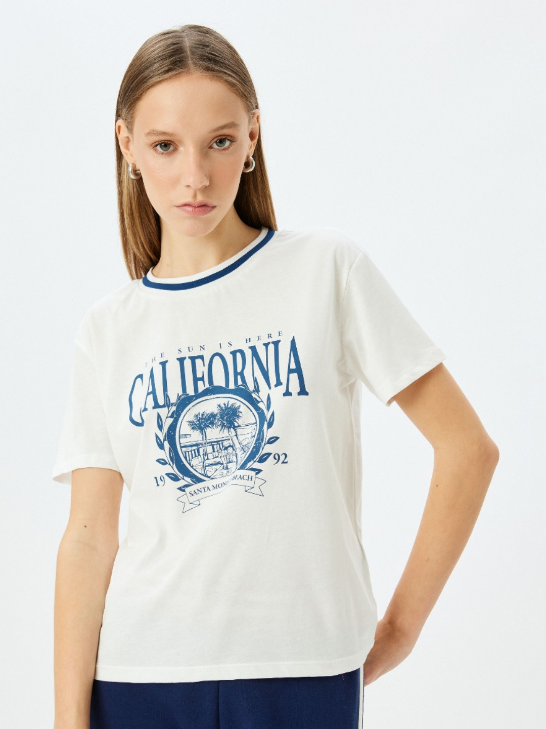 

Koton Women Typography Printed Applique T-shirt, Beige