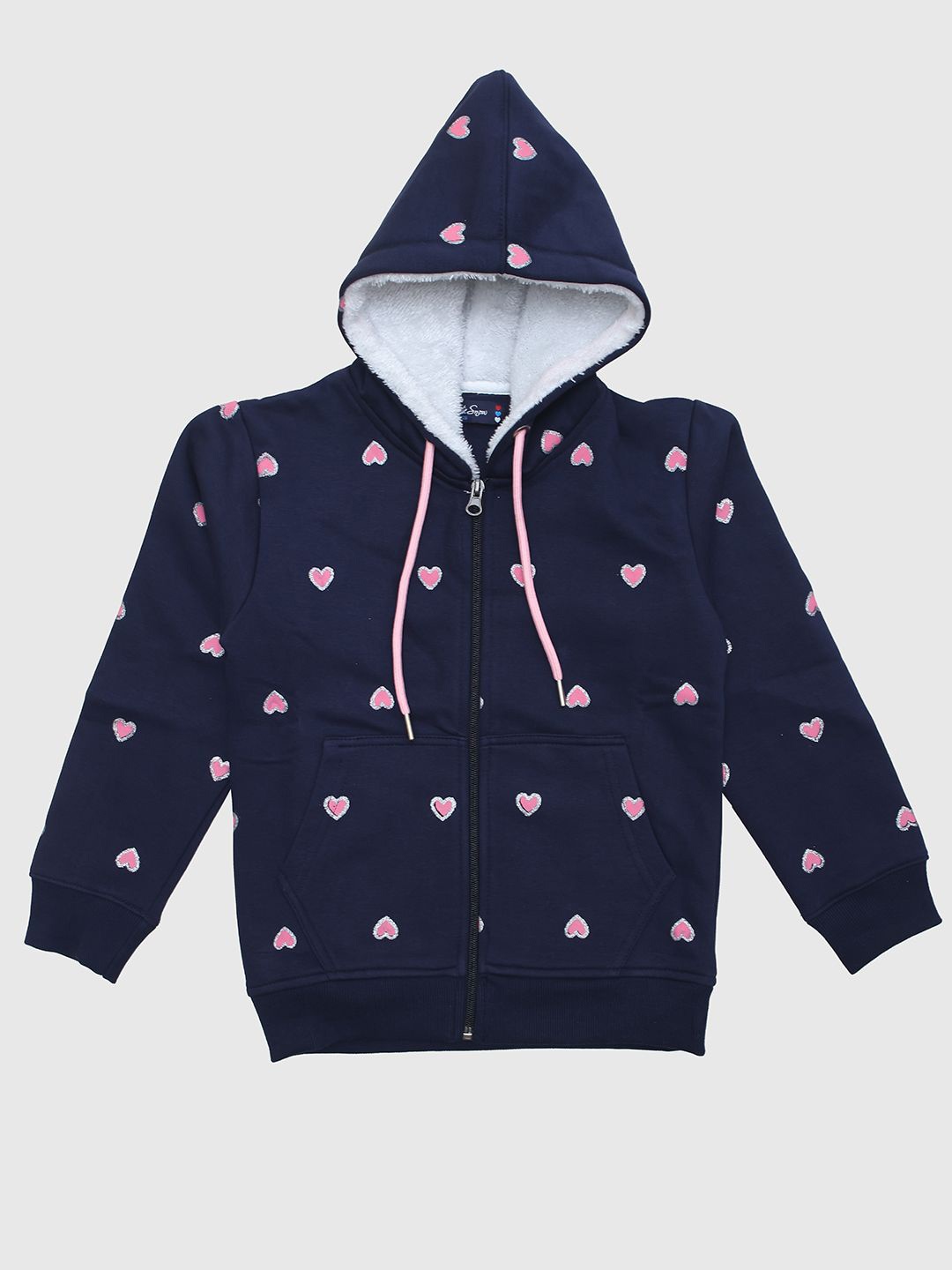 

White Snow Girls Graphic Printed Sweatshirt, Navy blue