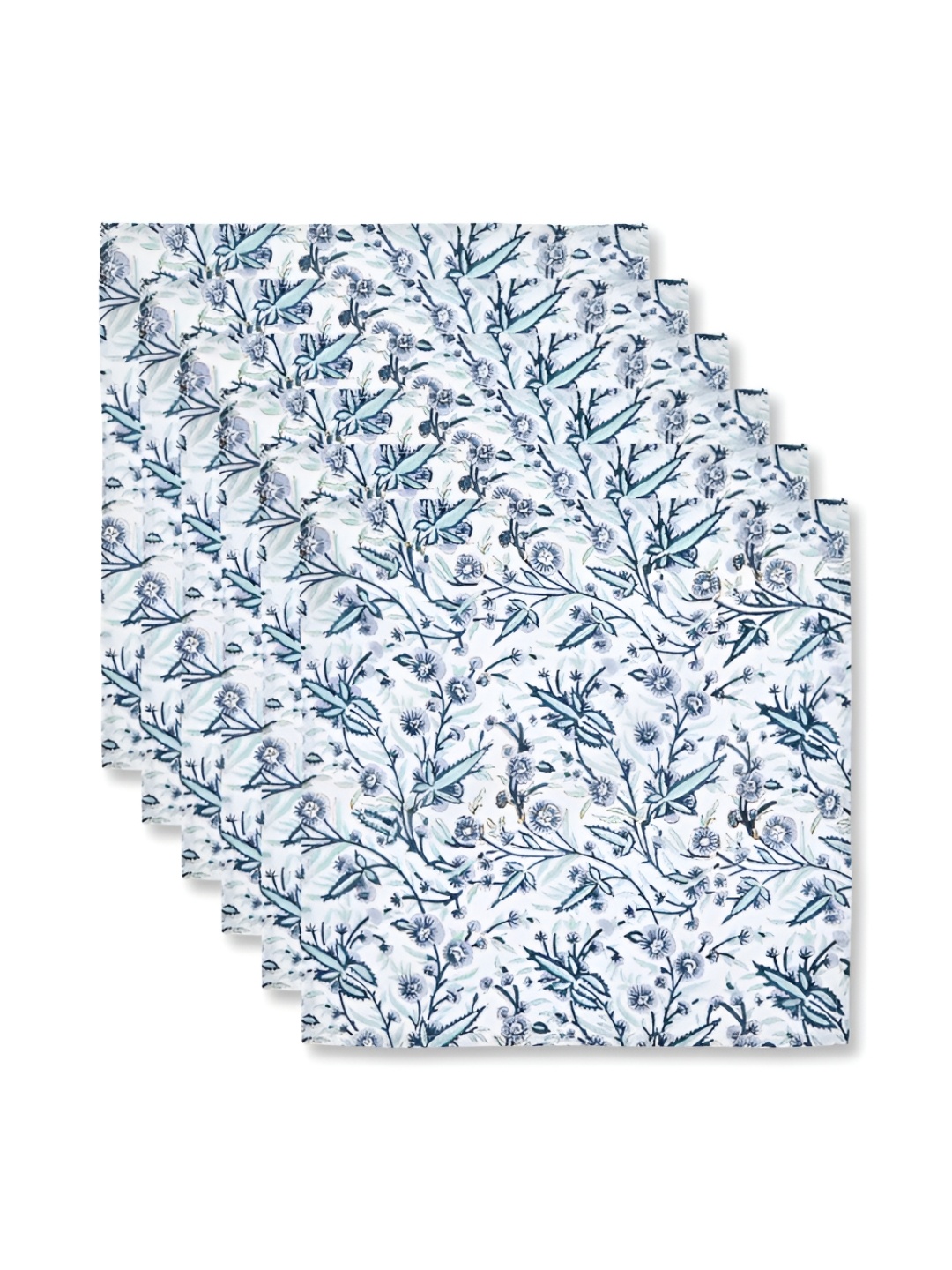 

Fabindia Standalone 6-Pcs Blue & White Printed Cotton Table Napkins