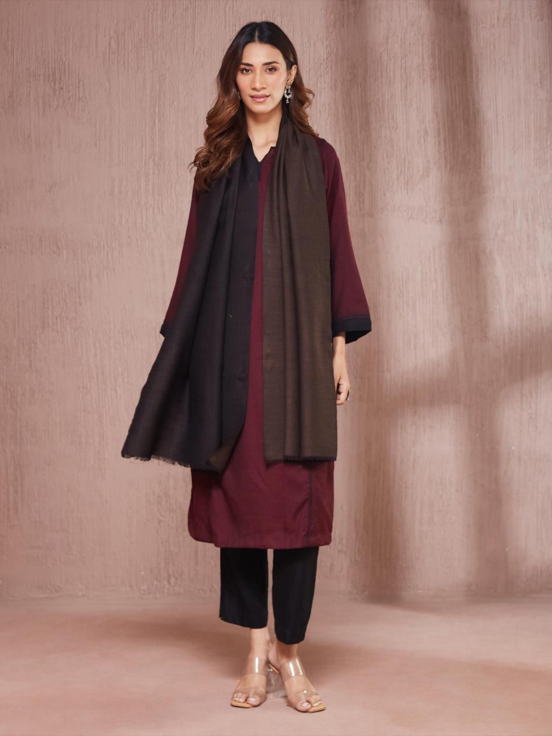 

Fabindia Women Solid Stole, Black