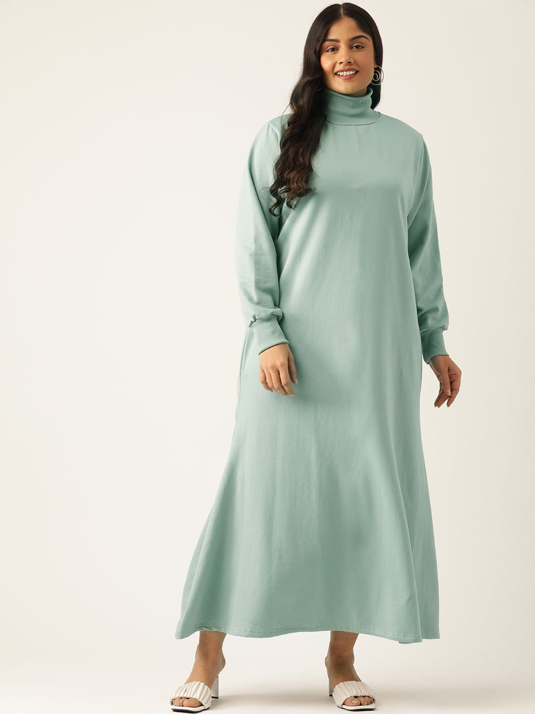 

theRebelinme Bishop Sleeve A-Line Maxi Dress, Green