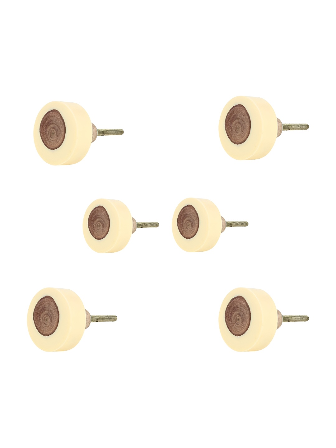 

Indianshelf 6 Pcs Cream Color & Brown Resin Knobs