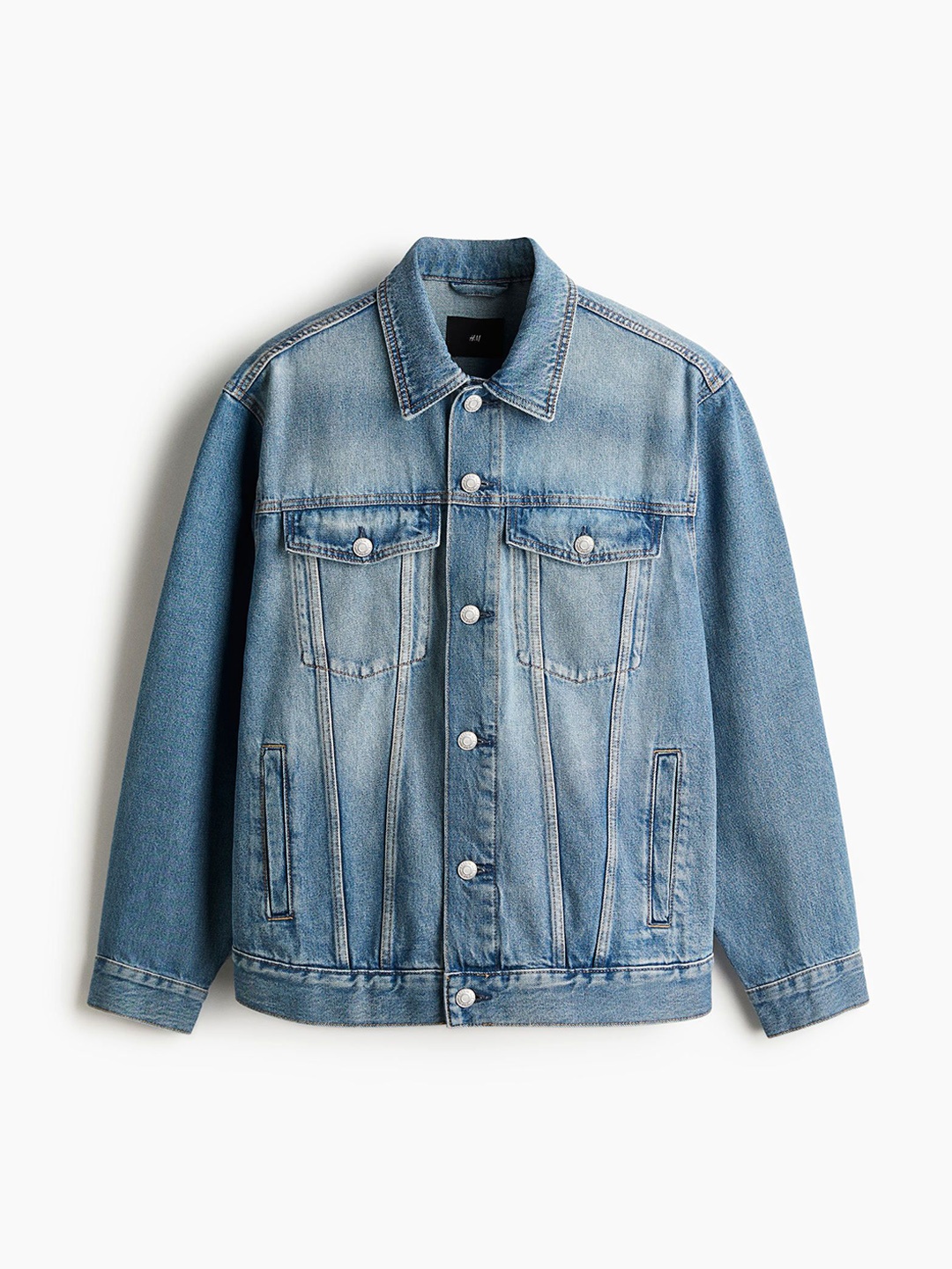

H&M Men Loose Fit Denim Jacket, Blue