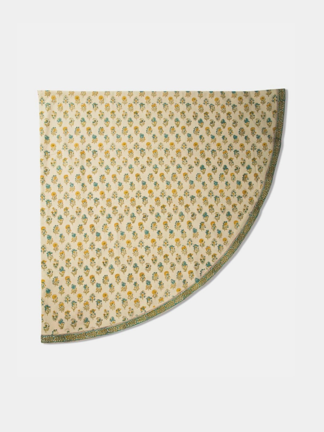 

Fabindia Teal Floral Cotton Round 4-Seater Table Cover with Textured details