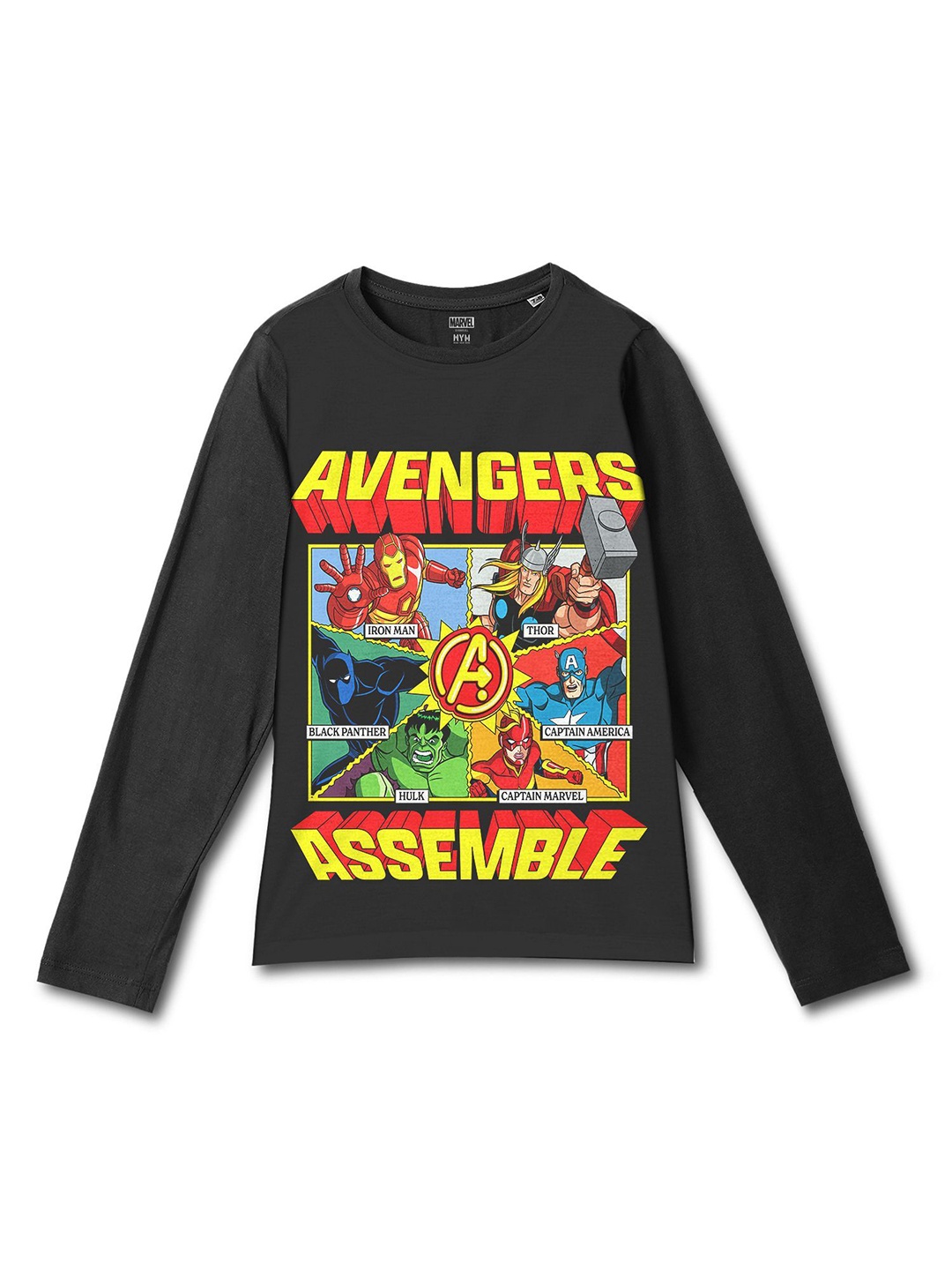 

Wear Your Mind Boys Avengers Printed Applique T-shirt, Black