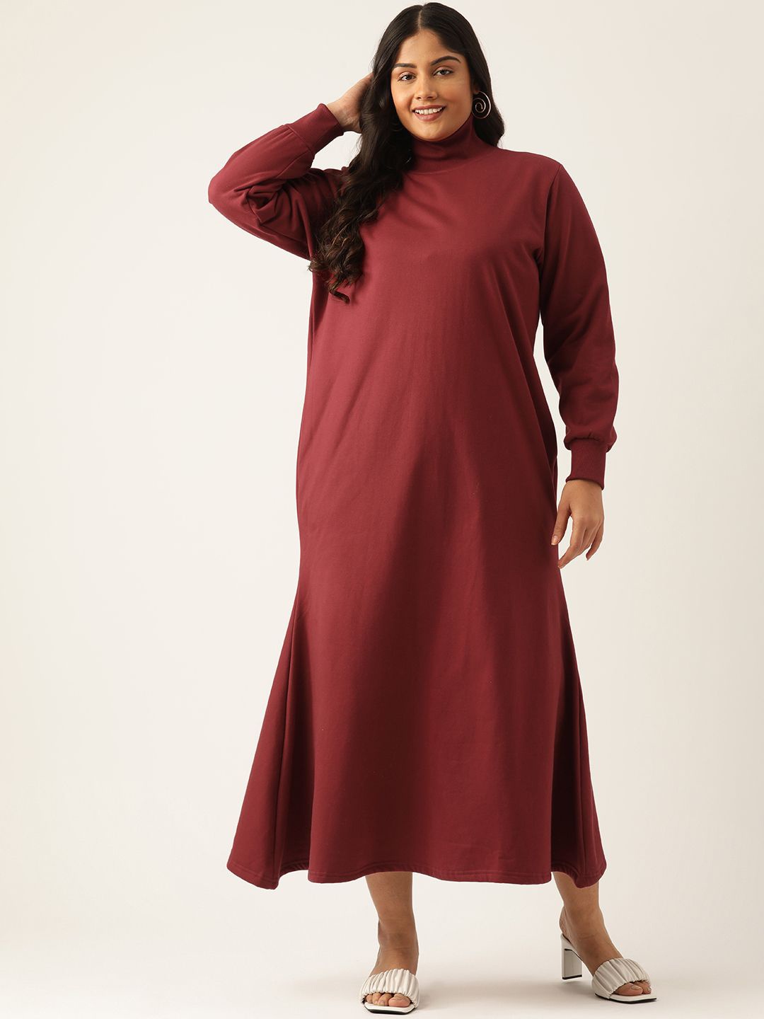 

theRebelinme Bishop Sleeve A-Line Maxi Dress, Maroon