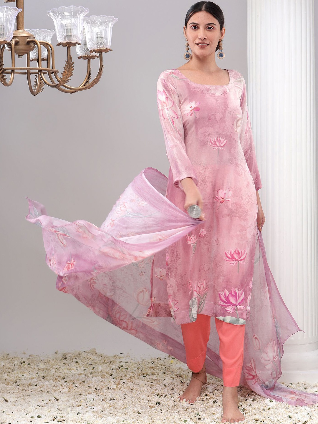 

REETI OF PRINTS Unstitched Dress Material, Mauve