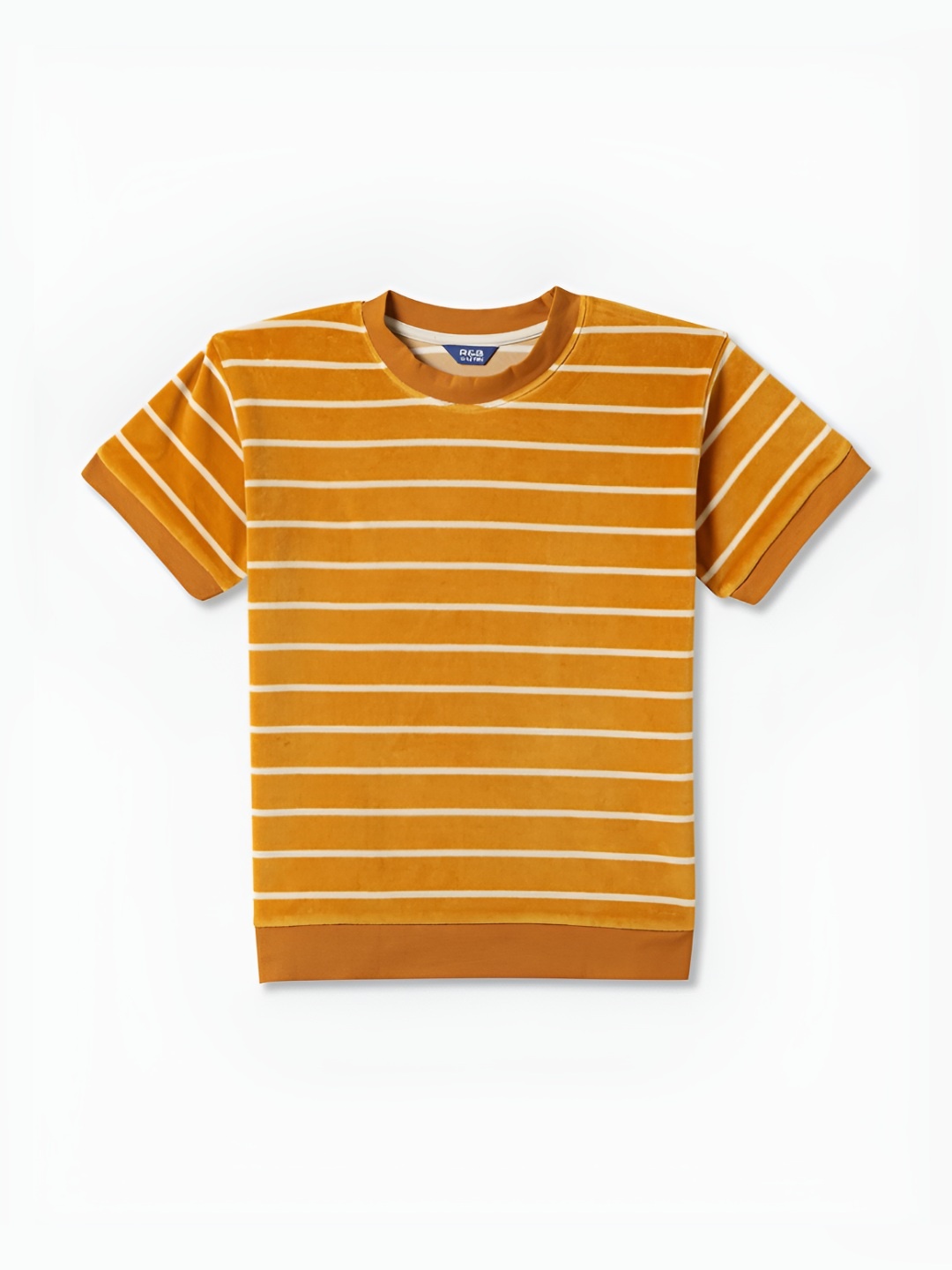 

R&B Boys Striped Applique T-shirt, Yellow