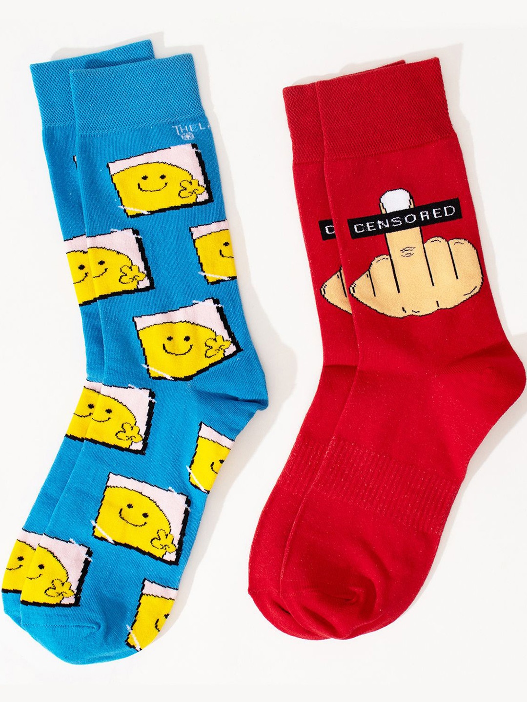 

Thela Gaadi Unisex Pack Of 2 Patterned Calf Length Socks, Red