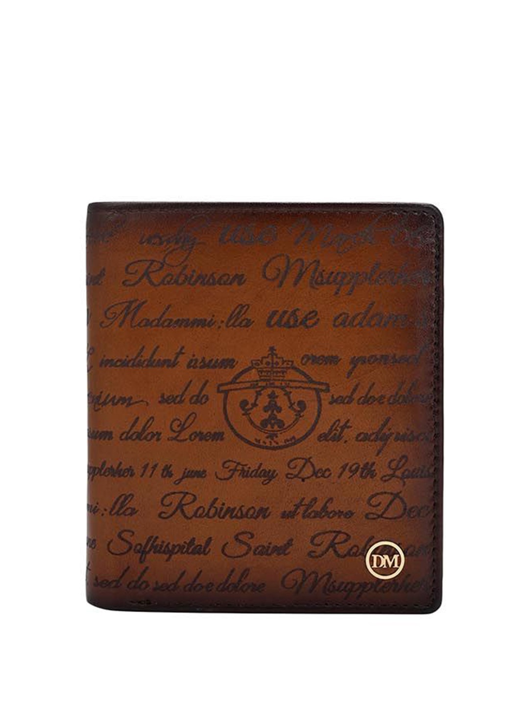 

Da Milano Men Typography Printed Leather Two Fold Wallet, Brown