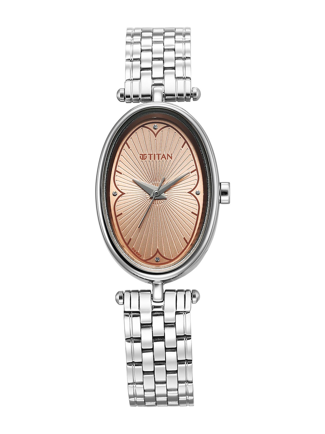 

Titan Women Brass Embellished Dial & Stainless Steel Bracelet Style Straps Analogue Watch 2758SM01, Cream