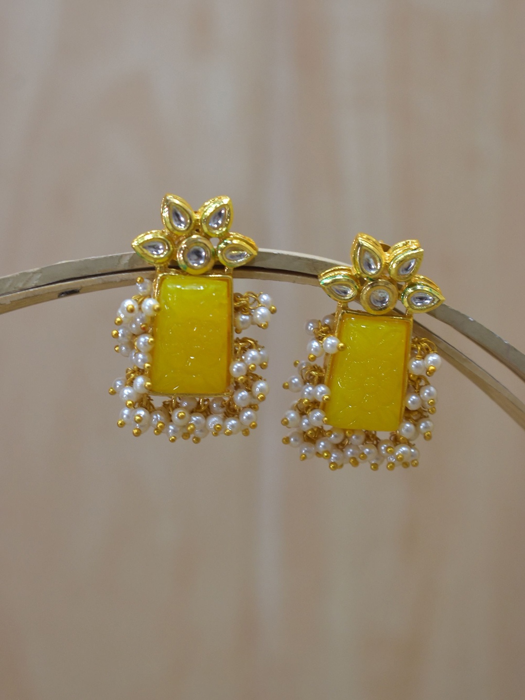 

TISHUL JEWELS Contemporary Drop Earrings, Yellow