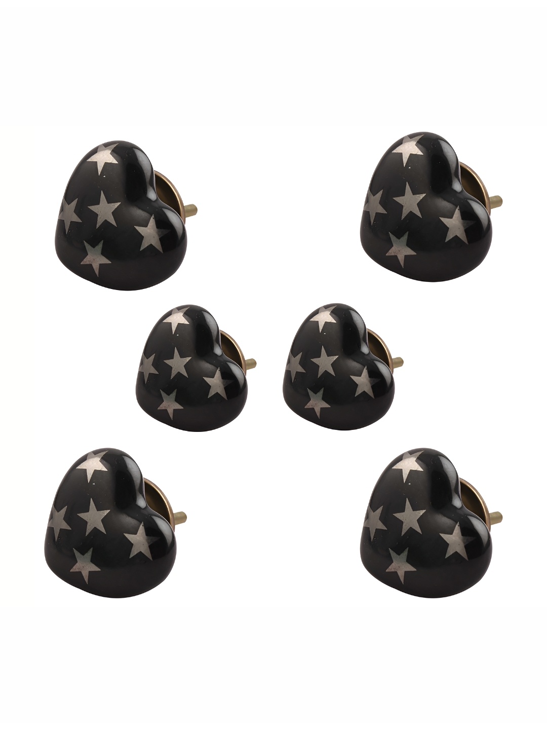 

Indianshelf 6-Pcs Black & Grey Star Printed Ceramic Knobs