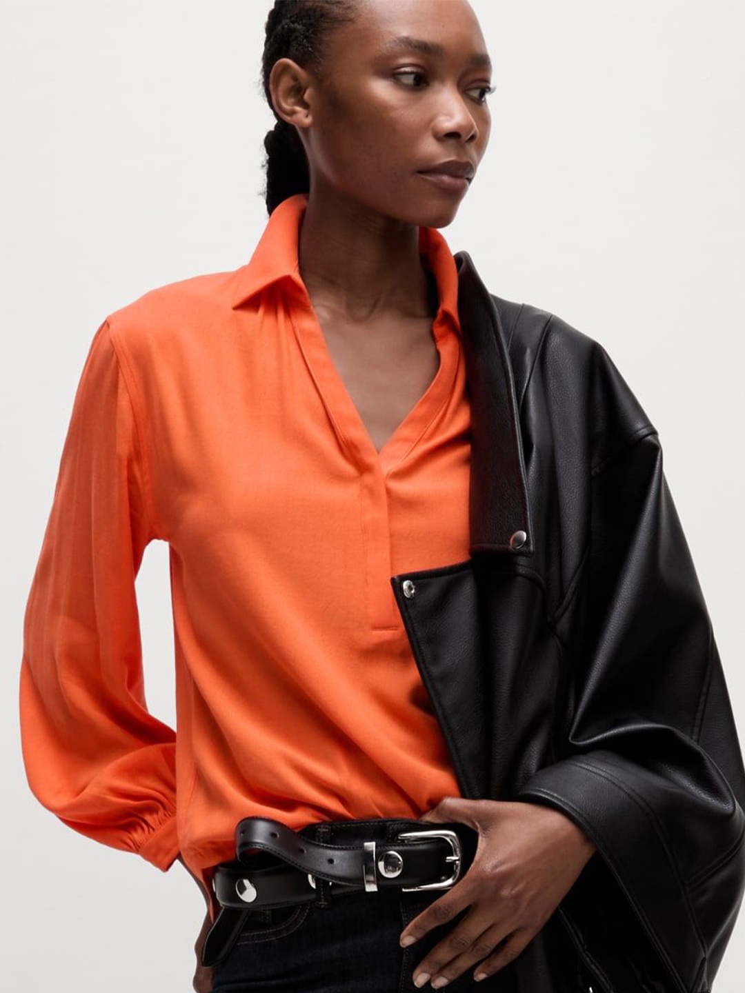 

Marks & Spencer Tie-Up Neck Top, Orange