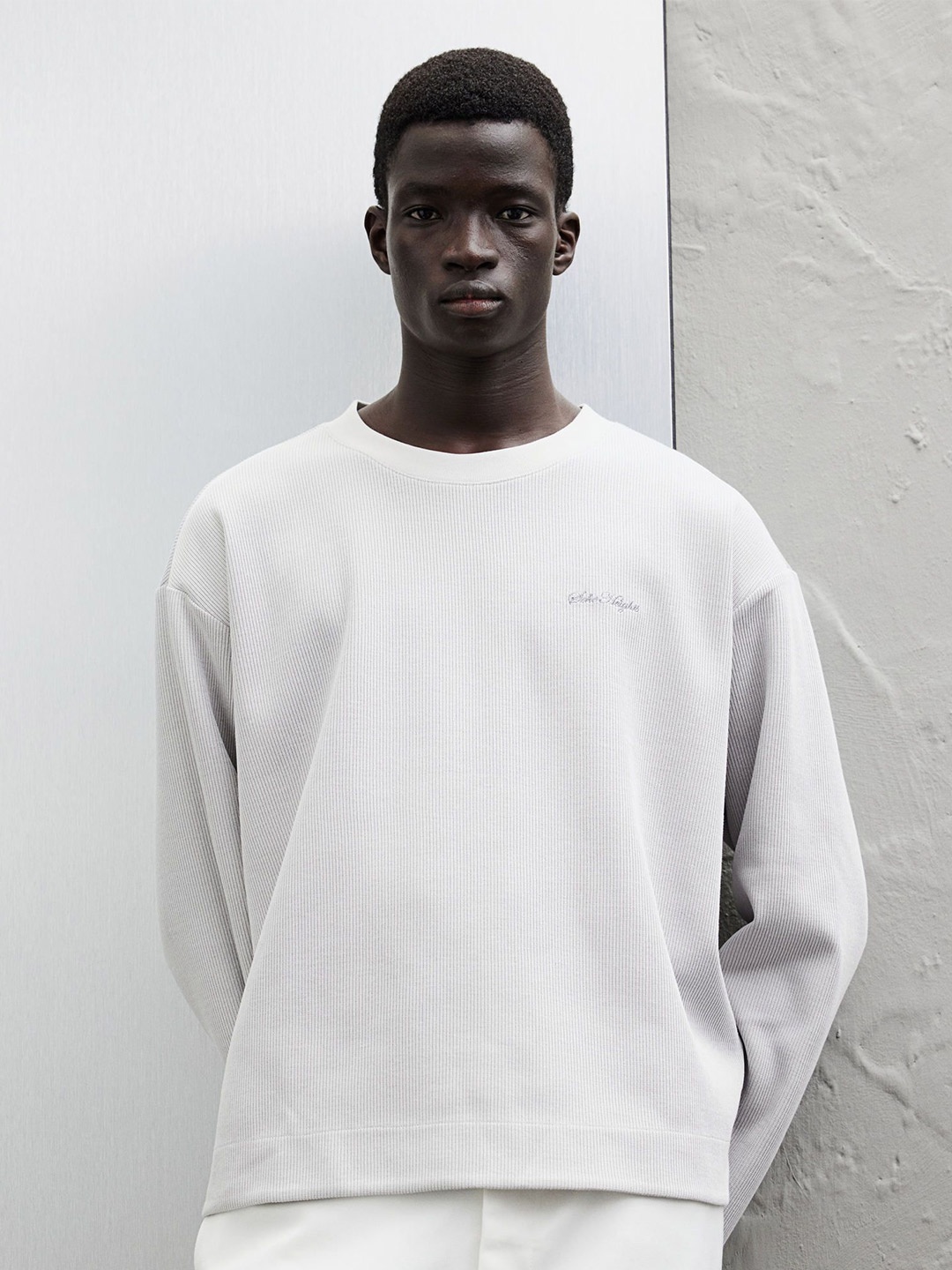 

H&M Loose-Fit Long-Sleeved Jersey T-Shirt, Grey