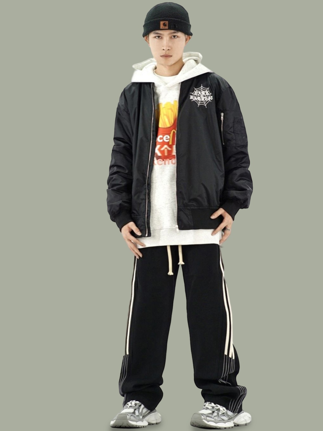

KPOP Men Open Front Jacket, Black
