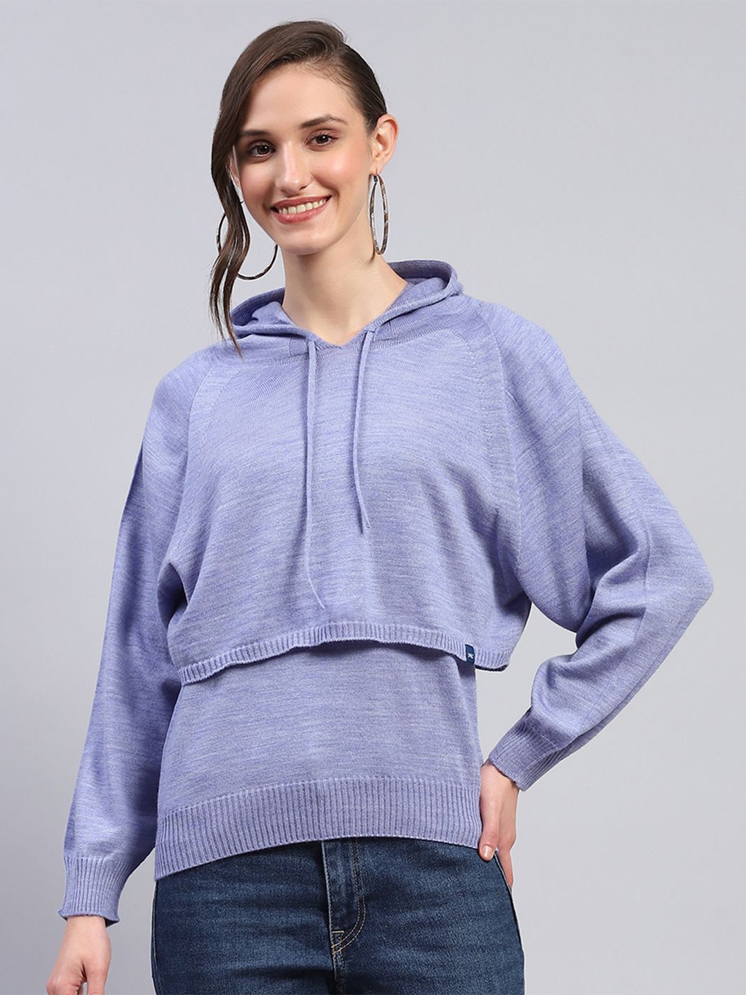 

Monte Carlo Women Hooded Pullover Sweater, Blue