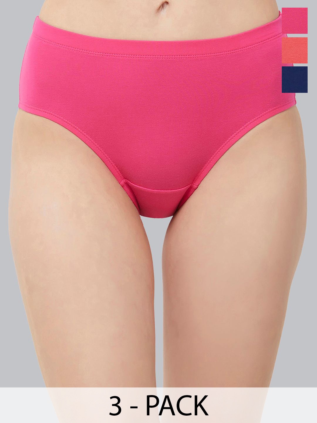 

Soie Women Pack Of 3 High- Rise Assorted Hipster Briefs, Pink