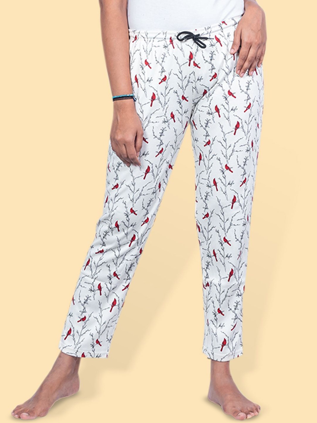 

Kryptic Printed Pure Cotton Lounge Pants, Off white
