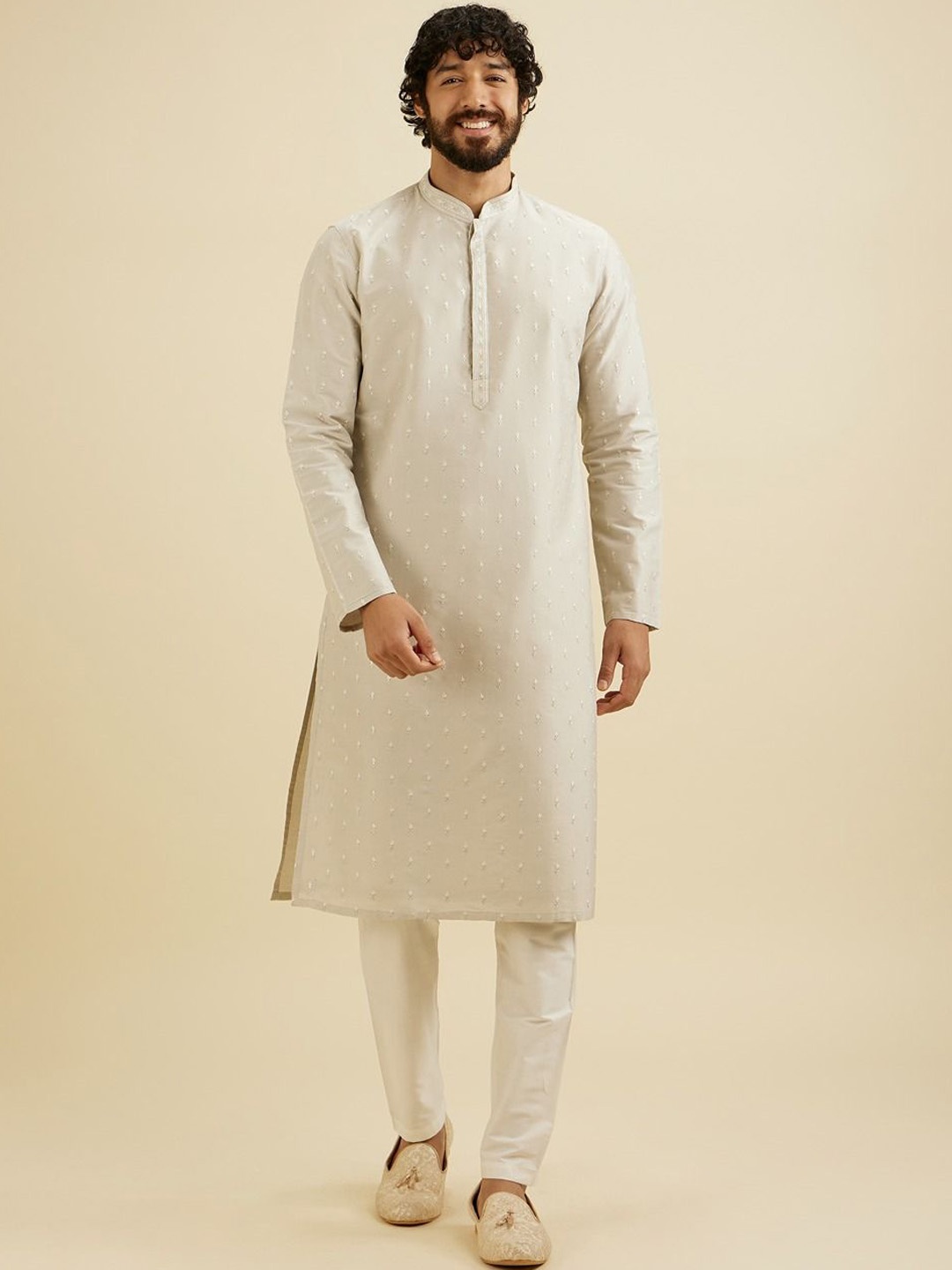 

Manyavar Men Regular Kurta with Pyjamas, White