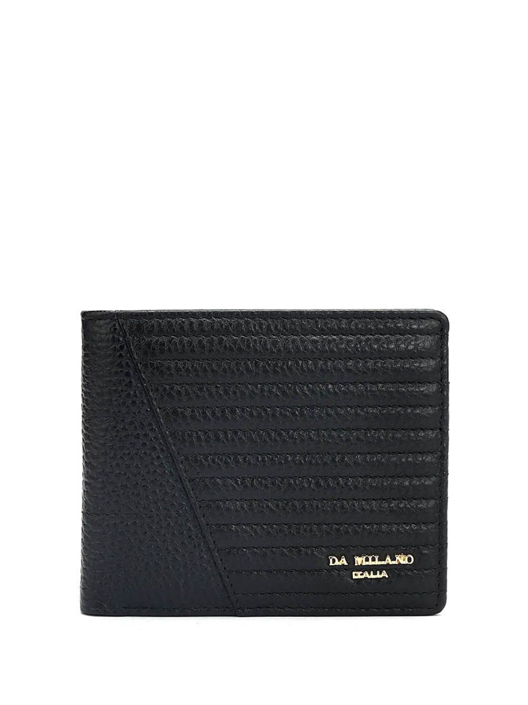 

Da Milano Men Textured Leather Two Fold Wallet, Black
