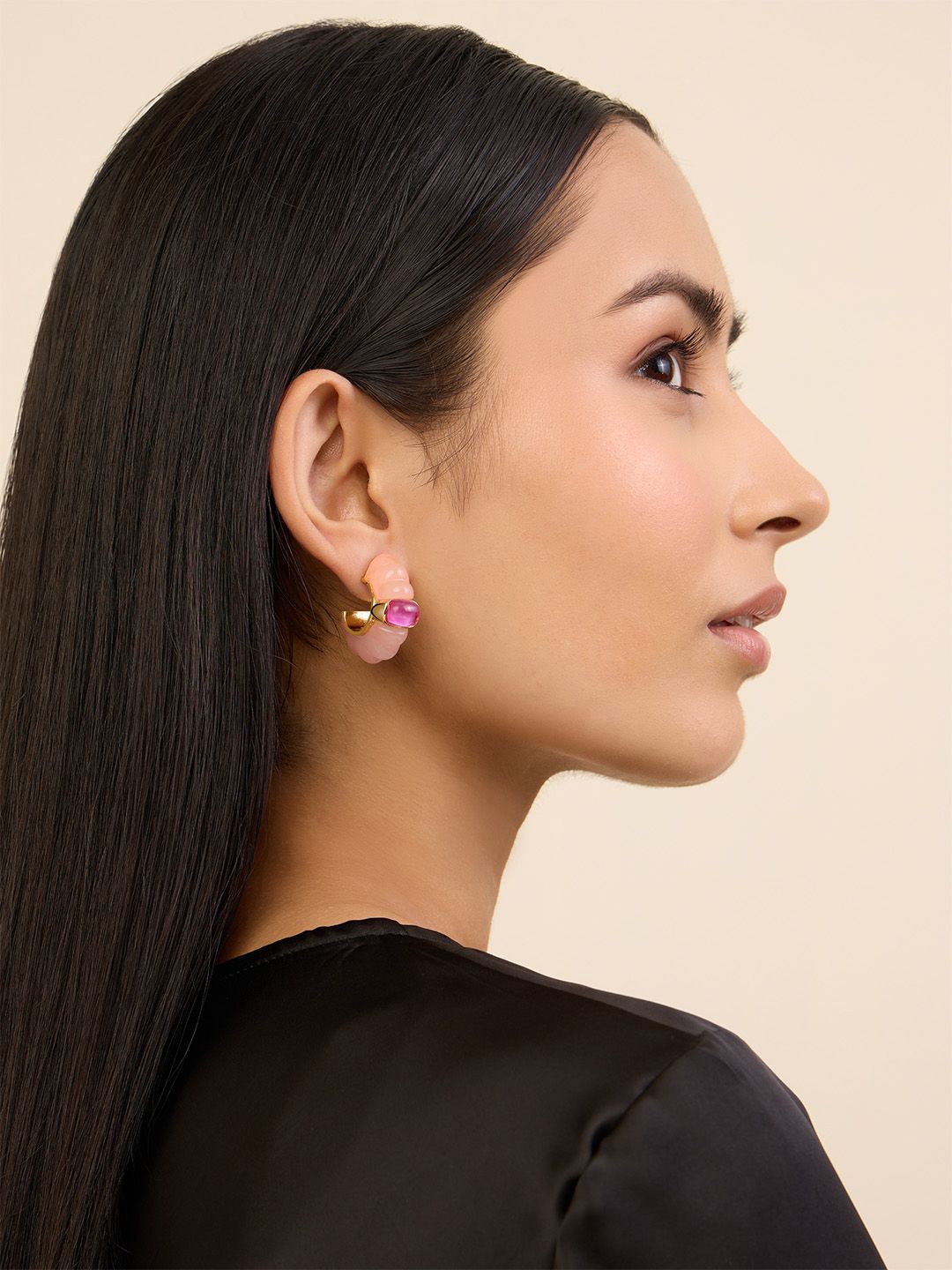 

Isharya Contemporary Hoop Earrings, Pink
