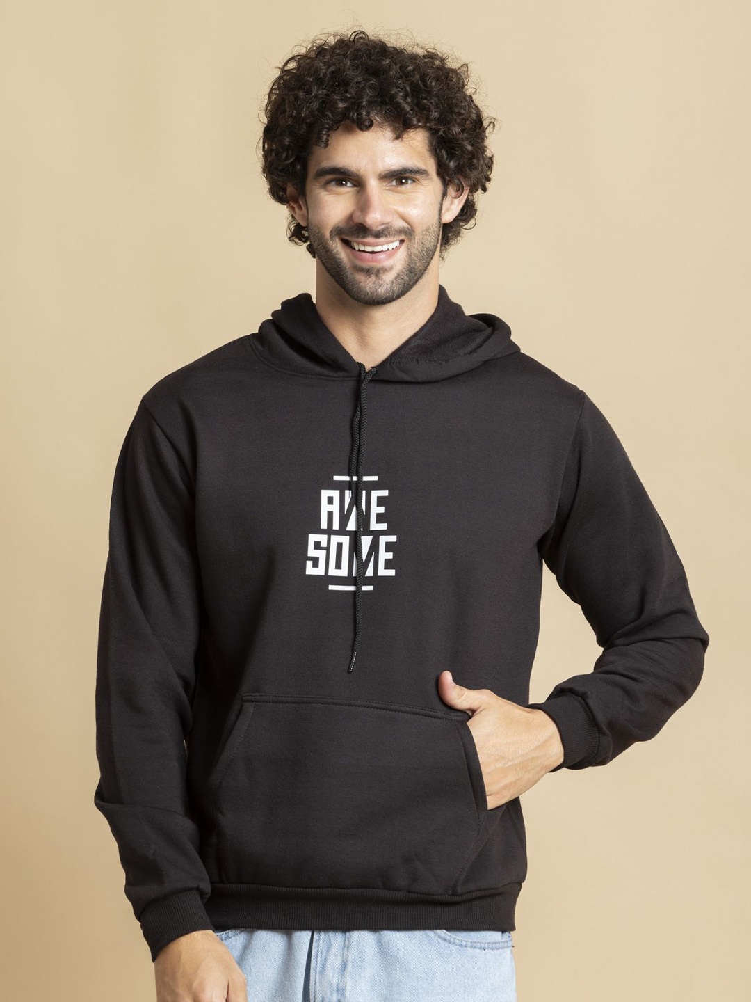 

OCTICS Men Printed Hooded Sweatshirt, Black