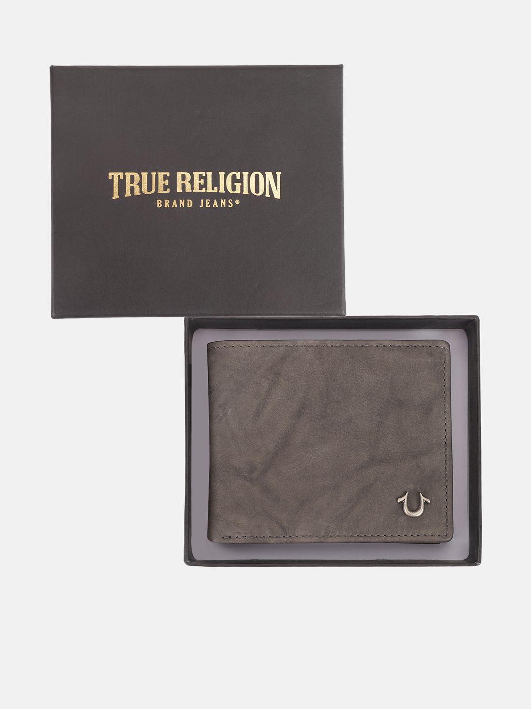 

True Religion Men Textured Leather Two Fold Wallet, Brown