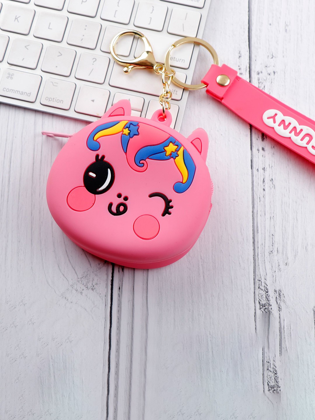 

Archies Air Pods Pouch Keychain, Pink