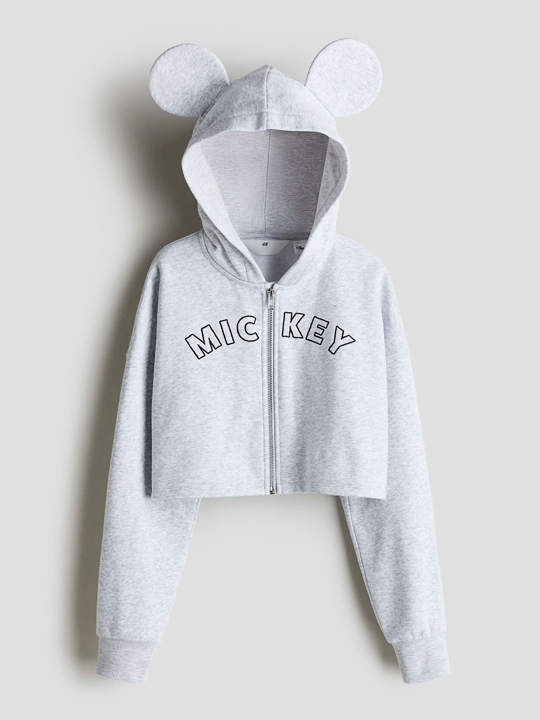 

H&M Girls Motif-Detail Zip-Through Hoodie, Grey