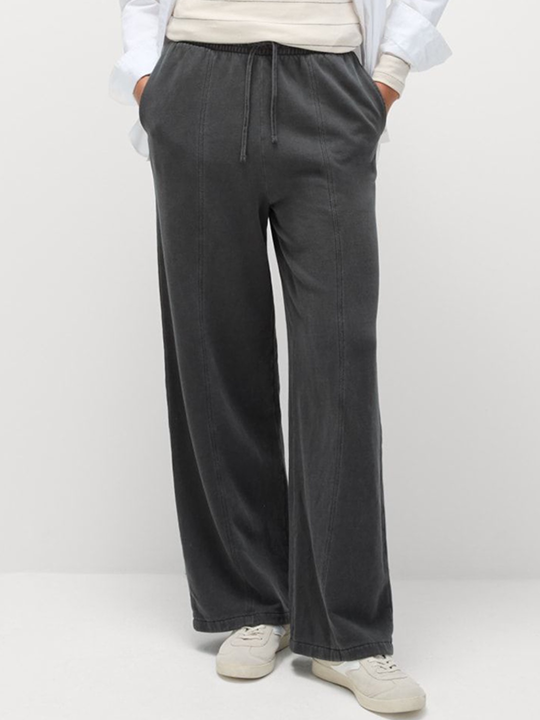 

Marks & Spencer Women Pure Cotton Wide Leg Joggers, Black