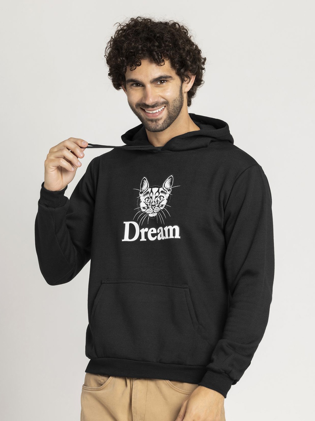 

OCTICS Men Printed Hooded Sweatshirt, Black