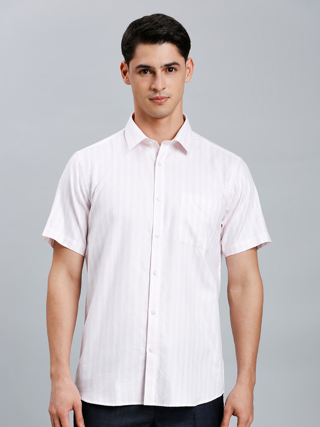 

Reid & Taylor Men Comfort Opaque Striped Formal Shirt, White