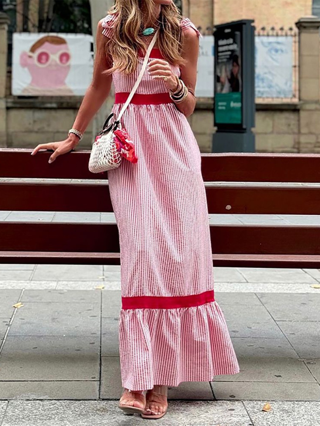 

StyleCast x Revolte Striped Fit & Flare Midi Dress, Pink
