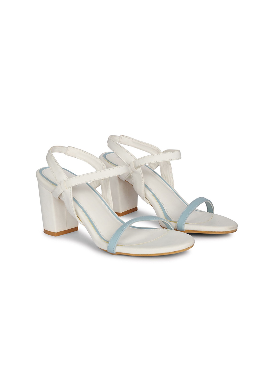 

Mast & Harbour Women Colourblocked Block Sandals with Bows, White