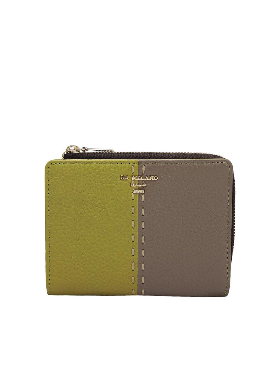 

Da Milano Women Colourblocked Leather Two Fold Wallet, Green