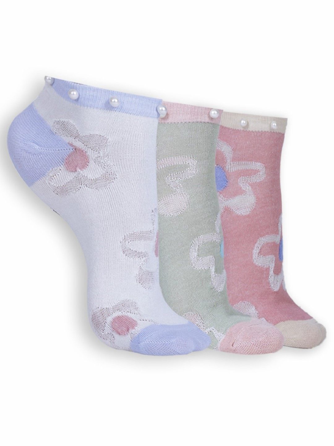 

Dollar Women Pack Of 3 Patterned Ankle Length Socks, White