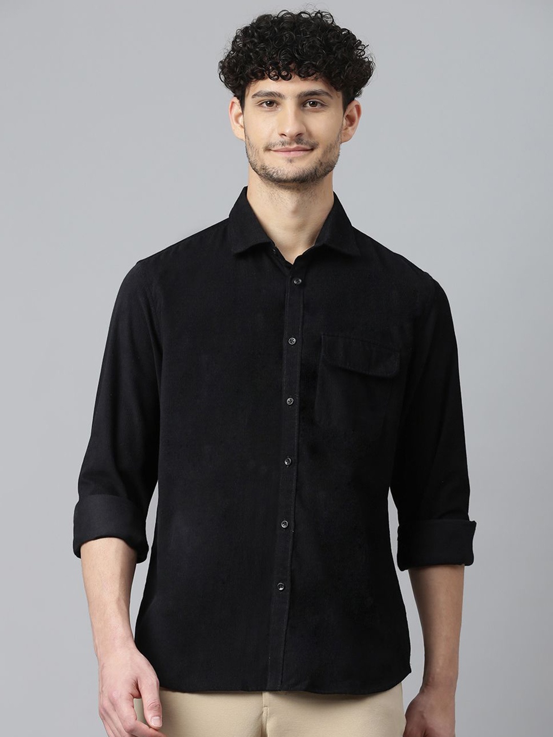 

Slowave Men Relaxed Opaque Casual Shirt, Black