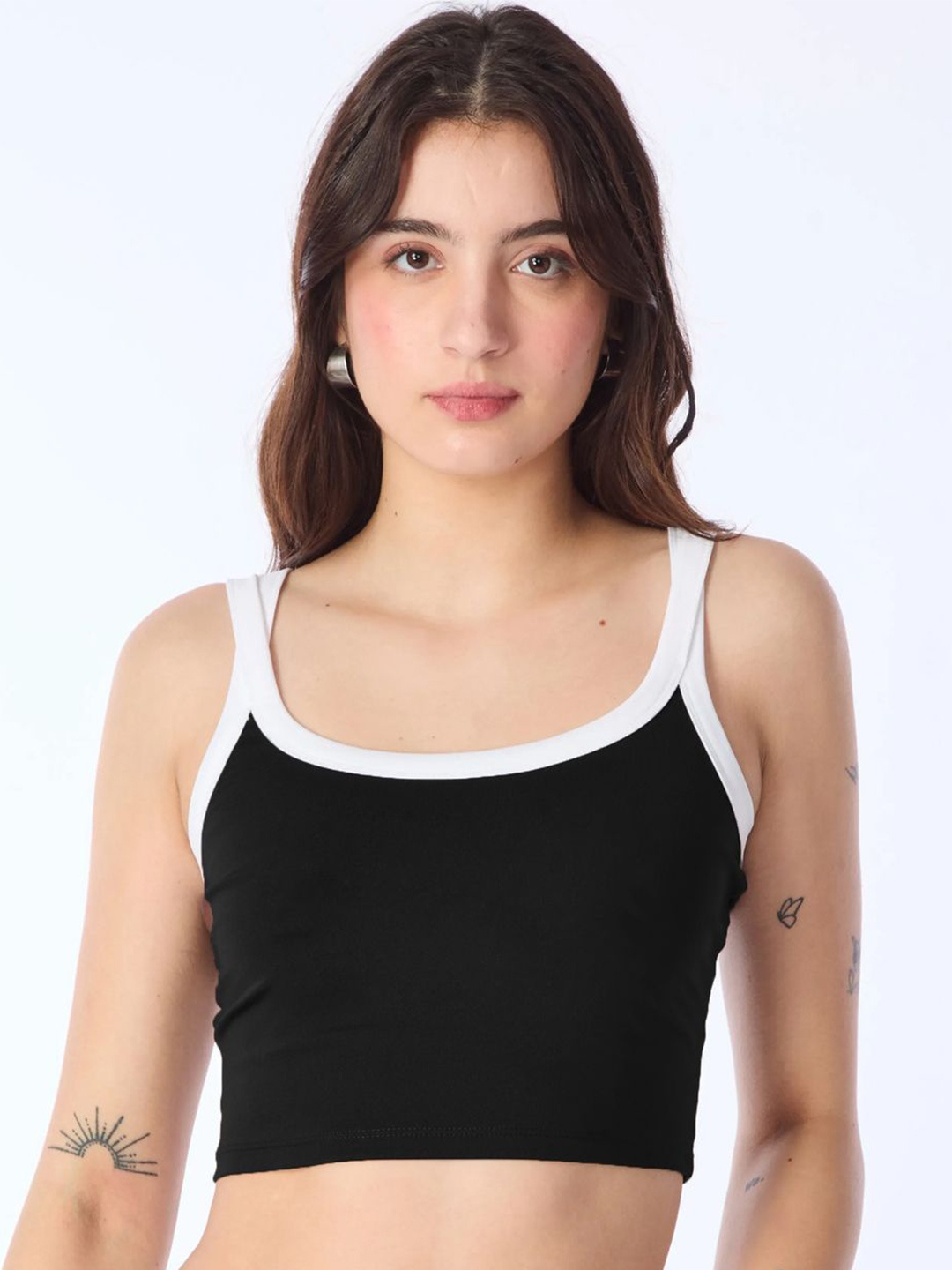 

Genzy Cotton Crepe Crop Top, Black