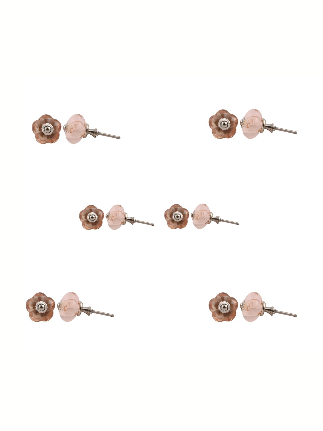 

Indianshelf 6Pcs Pink Textured Glass Melon Knobs