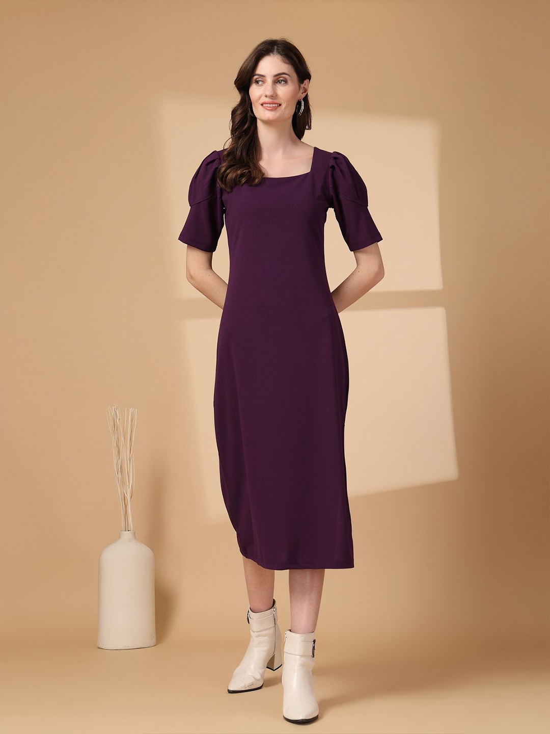 

plusS Fit & Flare Midi Dress, Purple