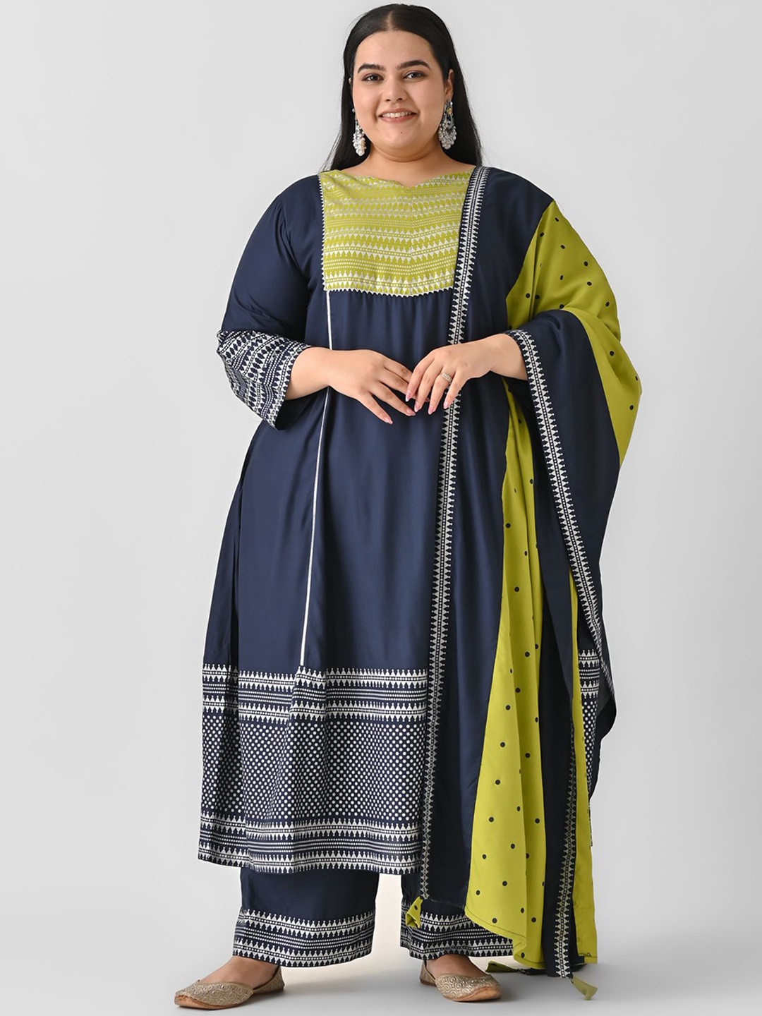 

Shape of me by Rustorange Women Ethnic Motifs Printed Regular Kurta with Palazzos & With Dupatta, Blue