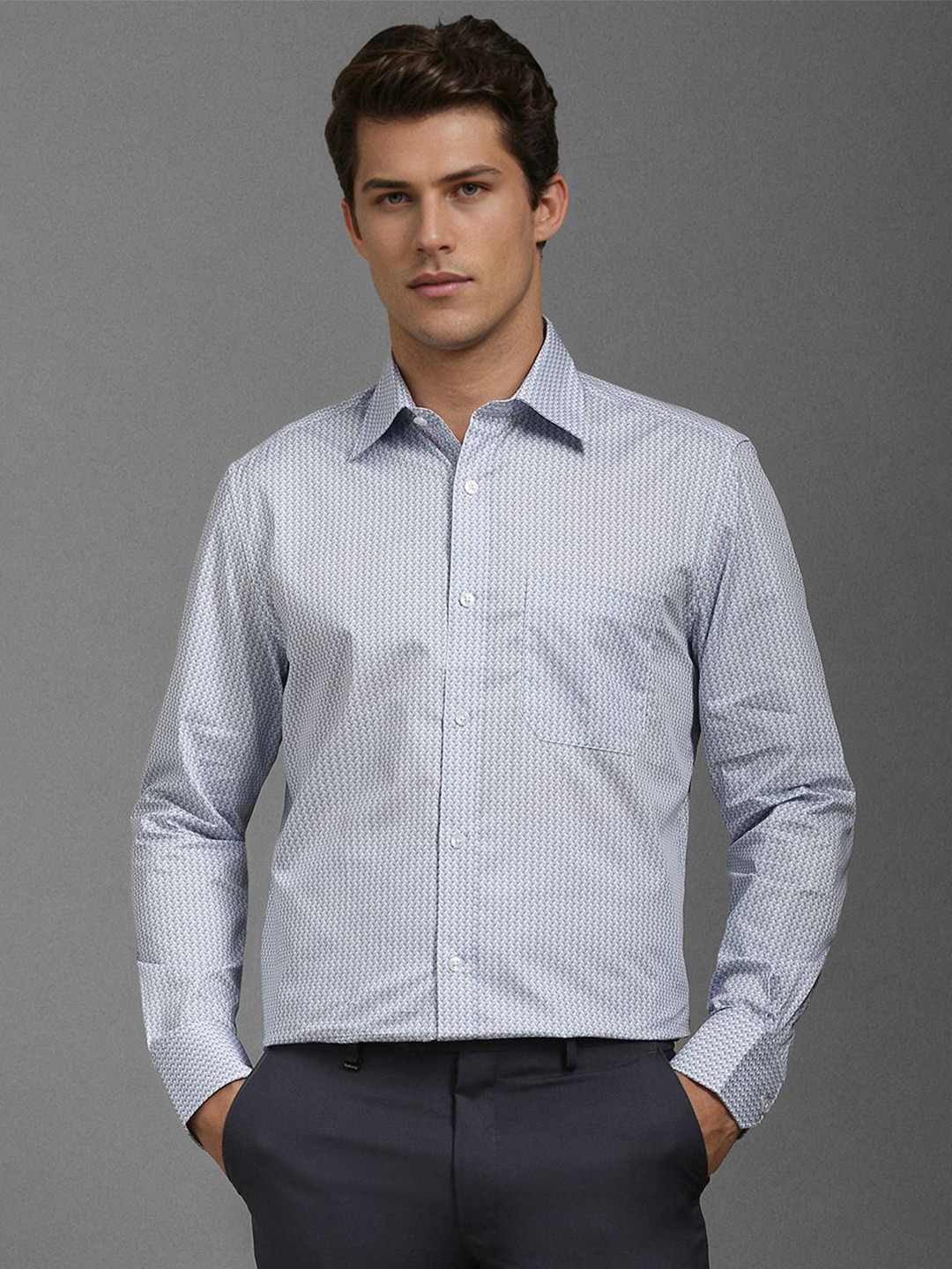 

Louis Philippe Men Classic Opaque Printed Formal Shirt, Grey