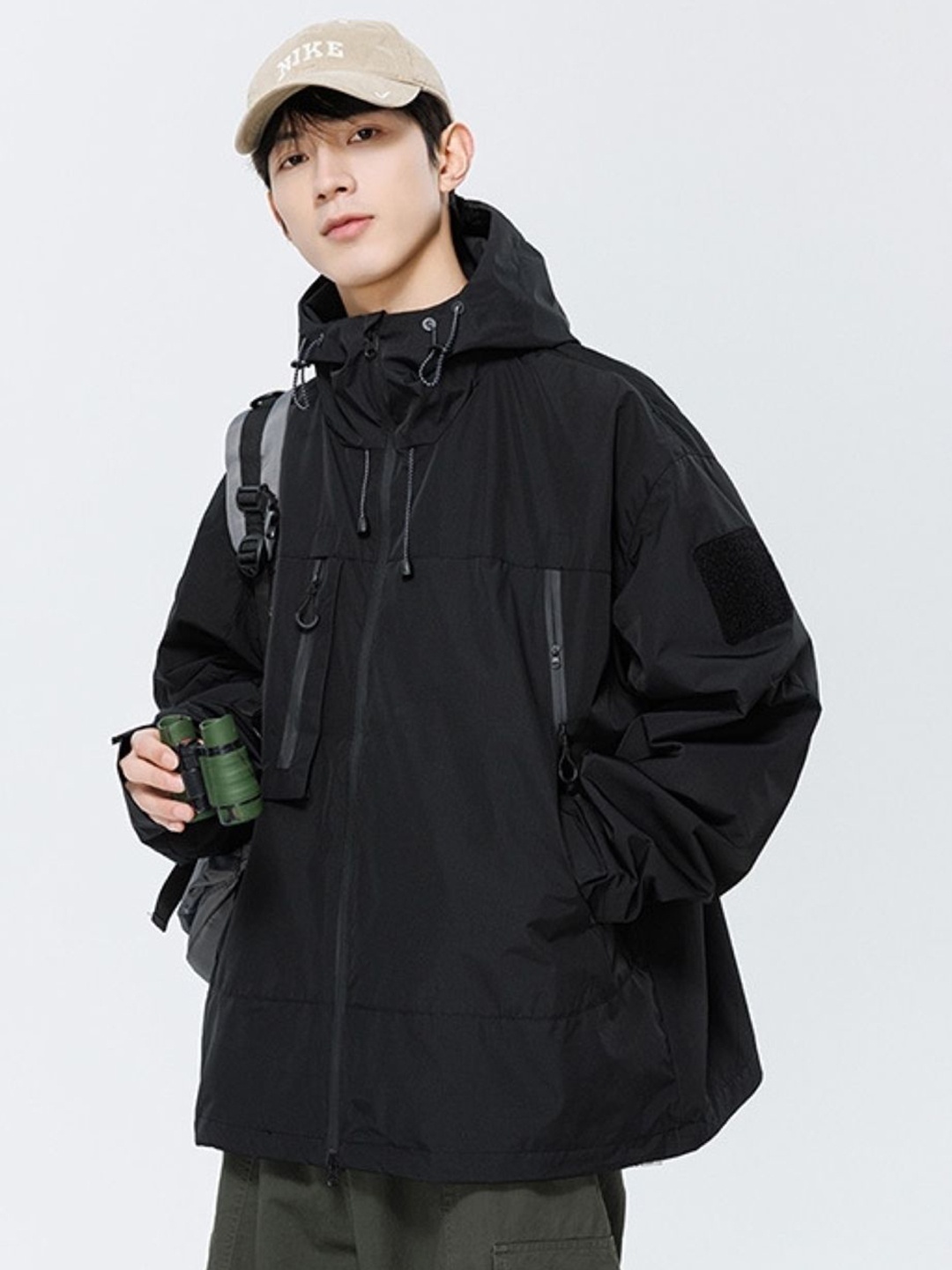

KPOP Men Open Front Jacket, Black