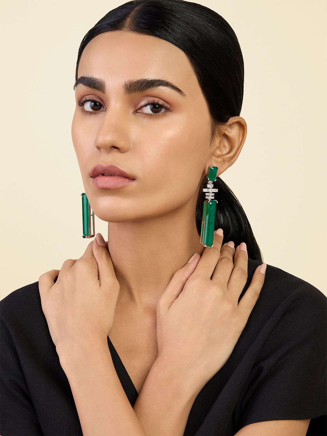 

Isharya Contemporary Drop Earrings, Green