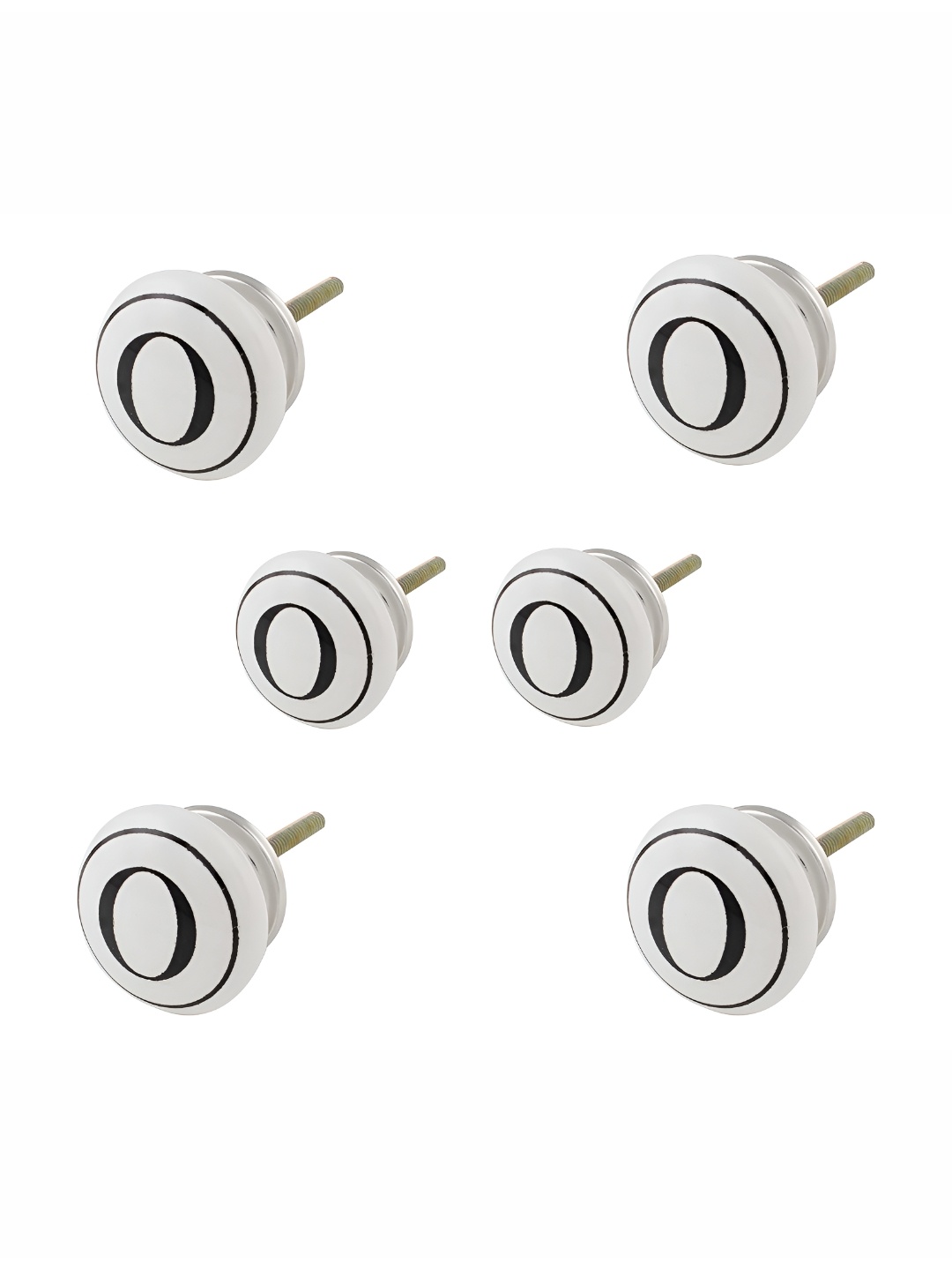 

Indianshelf 6-Pcs White & Black O Alphabet Printed Ceramic Knobs